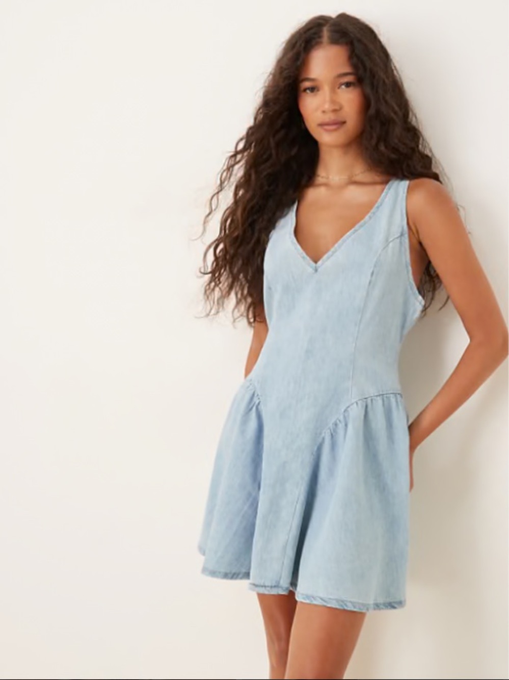 Blogger Favorite Acid Blue Denim Halter Dress - NWT, size L